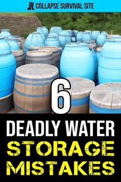 How to properly store water for emergencies and avoid these 6 deadly mistakes to prevent contamination and reduce the risk of illnesses. Emergency Water Storage, Water Survival Tips, Canning Water For Emergency, How To Store Water For Emergency, Survival Water Filter, Water Saving Tips, Water Collection System, Water Survival