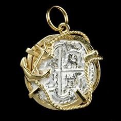 Atocha Jewelry - Medium Pieces of 8 Silver Coin Pendant | Virtual Treasure Chest Coin Frame, Spanish Galleon, Sunken Treasure, Anchor Rope, Silver Ingot, Ladies Jewellery, Gold Leafing, Treasure Jewelry, Silver Rings With Stones