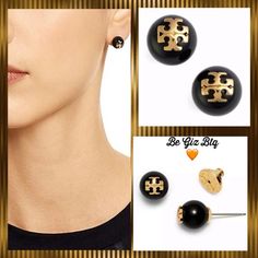 Clearance It’s My Lowest Price No Offers Ship.Deducted-Bundle For More Savings Nwot Tory Burch Authentic Evie Crystal Pearl Stud Earrings Black With Gold Tory Logo These Tory Burch Crystal Black Pearl Stud Earrings Are Dotted With Signature Gold Logos Adding A Graphic Element And A Touch Of Shine To Everyday Looks. Made For Pierced Ears. Metal And Glass Bead Stainless Steel Posts Post Closure Approx 2". (.5 Cm) Logo On Front Approx Length .4" (1.0 Cm) New On Tory Burch Earring Card Imported Chic Black Jewelry For Workwear, Chic Black Jewelry For Work, Black Jewelry For Work, Stud Earrings Black, Cm Logo, Tory Burch Earrings, Earring Card, Tory Burch Jewelry, Earring Cards