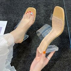 Product Description * Item :Women's PVC Transparent Open Toe High Heel Crystal Sandals Shoes Slippers * Condition: 100% Brand New * Heel Height: about 6-8 cm * Packaging: 1 pair shoes（Without accessories）                  Please note: 1.If your feet are wide, please order size up. 2.The color maybe a little difference because of the light,screen reflection etc.   Payment We accept PayPal only. Shipping 1. We ship to your PAYPAL ADDRESS by default. Please make sure your it is correct before you m Cheap Clear Open Heel Sandals, Cheap Clear Open Toe Sandals, Clear Sandals, Heel Accessories, Elegant Sandals, Crystal Sandals, Gladiator Heels, Shoes Heel, Open Toe High Heels