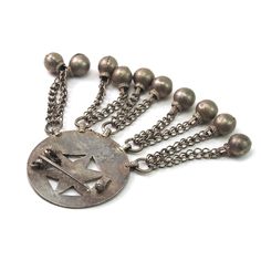 Omani Silver Halka Pendant Approx. 4 1/4" x 2 1/2" Belly Button Rings, Pendant, Silver