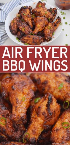 air fryer bbq wings on a white plate