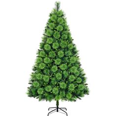 a small green christmas tree on a stand