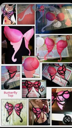 the butterfly top is made out of paper and has pink butterflies attached to its wings