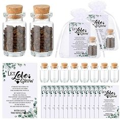 the label and package for let's grow seeds in glass jars