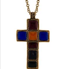 Authentic Gucci Cross Necklace Xl Metal Type: Gold-Tone Metal Marks: Designer Signature Metal Finish: Textured, Antiqued Clasp Style: Lobster Clasp, Adjustable Measurements: Chain Length 34“, Ornament Width 2.4“, Ornament Length 4.1“ New In Box Stained Glass Cross Gucci Pendant Necklace For Formal Occasions, Gucci Designer Necklaces For Formal Occasions, Gucci Designer Necklace As A Gift, Designer Gucci Necklace For Gift, Pink Topaz Necklace, Cross Brooch, Stained Glass Cross, Heart Cross Necklace, Heart Pendent