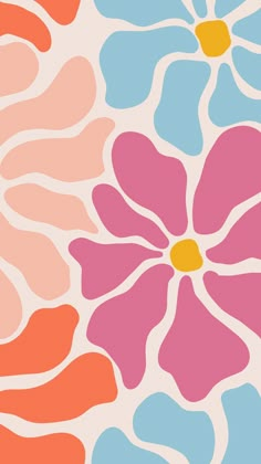 an image of a flower pattern in pink, blue and orange