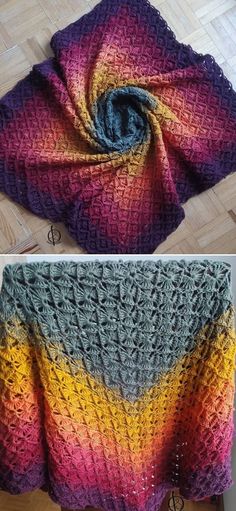 two pictures showing the same blanket on top of each other, and one with different colors