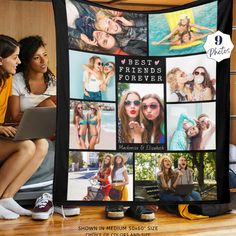 Modern Best Friends Forever Photo Collage Names Fleece Blanket Custom Photo Blanket, Personalized Couple Gifts, Photo Blanket, Photo Memories, Picture Collage, Blanket Gift, Best Friends Forever, Customized Blankets, Free Birthday Stuff