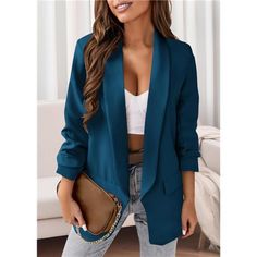 S=Us 4-6, M=Us 8-10, L=Us 12-14, Xl=Us 16-18, Xxl=Us 20. Made From A Soft And High-Quality Fabric, These Blazer Jackets For Women Are Loose Fit And Provide A Flattering Silhouette, Enhancing Your Confidence And Professional Appearance. Functional Details: Designed With Practicality In Mind, These Blazers For Women Business Casual Feature Two Flap Pockets, Allowing You To Keep Small Essentials Close At Hand. The Open Front Design Adds A Modern Twist, Making These Women Blazers Easy To Layer Over Blue Solid Color Blazer For Spring, Blue Solid Color Blazer For Office, Blue Office Blazer Solid Color, Blue Office Blazer With Solid Color, Blue Spring Outerwear Solid Color, Blue Solid Color Outerwear For Spring, Blue Solid Color Office Blazer, Elegant Blue Solid Color Outerwear, Casual Solid Color Summer Blazer