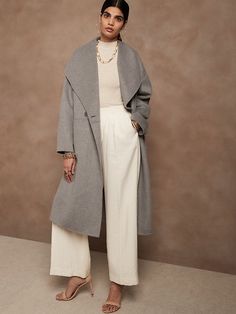 Oversized Double-Faced Coat | Banana Republic Oversized Chic Wool Coat For Fall, Chic Oversized Wool Coat For Fall, Chic Wool Outerwear For Layering, Chic Long Wool Coat For Cold Weather, Oversized Cozy Wool Coat For Winter, Cozy Oversized Wool Coat For Winter, Oversized Wool Coat For Cold Weather, Trendy Oversized Wool Outerwear, Oversized Cozy Wool Outerwear