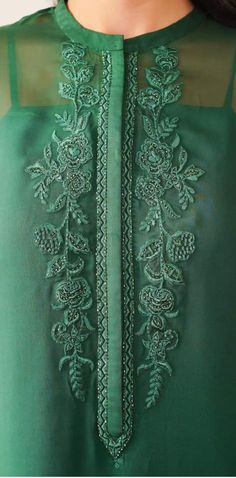 Somnath Embroidery, Neck Designs Pakistani, Thread Work Embroidery Suits, Yoke Embroidery Design, Embroidery Suits Design Latest, Thread Embroidery Suits Design, Suit Embroidery Designs, Embroidery On Kurtis, Neck Designs For Suits