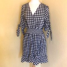 Nwt Michael By Michael Kors Gingham Mini Dress Size Medium, Black And White, Elastic Band Waist, Mini, 3/4 Sleeves With Tie Feature, Casual, Comfortable Wear, Work, School, Errands, Dress Down Easily With Sneakers And A Jeans Jacket, Great Condition See Pics For Description Michael Kors Georgette Dress Print, Blue Dress Women, Michael Kors Dress Summer Mini 2021, Chain Dress, Floral Halter Dress, Net Dress, Blue Dress Short, Bamboo Dress, Lace Overlay Dress