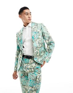 Suits by Twisted Tailor Suits you All-over print Notch lapels Padded shoulders Single button fastening Regular fit Floral Suits For Men, Floral Suit Jacket, Floral Suit, Tropical Aesthetic, Pastel Pattern, Skirt Co Ord, Tailored Suits, Black Wrap Dress, Maxi Dress Trend