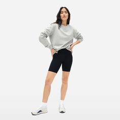 The Classic French Terry Crew | Everlane Navy Blue Sweatshirt, Black Windbreaker, Turtleneck Sweatshirt, French Terry Hoodie, Sweatshirt Short Sleeve, Cotton Pullover, Long Haul, Casual Streetwear, Crew Sweatshirts