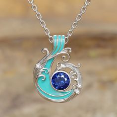 Savanna Swirl Necklace - Sapphire - Serene Western Swirl Necklace, Women's Necklace, Round Sapphire, Jewelry Catalog, Jewelry Inspo, Sapphire Gemstone, Men's Rings, Turquoise Sterling Silver, Ring Bracelet