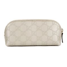 Gucci Guccisima Gg Monogram Cosmetic Pouch In Off White Color Gold Hardware Measurements Are 7.5"W 3.5"H 2.5"D Bags Gucci, Gg Monogram, Cosmetic Pouch, Off White Color, Gucci Bag, Gold Hardware, Cosmetic Bag, White Color, Bag Lady