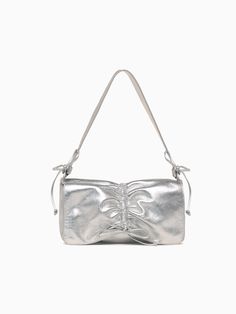 Low Kitten Shoulder Bag Silver Silver Elegant Shoulder Bag With Silver-tone Hardware For On-the-go, Silver Shoulder Bag For On-the-go, Silver Evening Shoulder Bag With Silver-tone Hardware, High-end Silver Shoulder Bag With Silver-tone Hardware, Metallic Shoulder Bag With Silver-tone Hardware, Kittens, Handbags, Shoulder Bag, Red