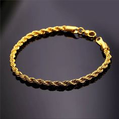 Brand New 18k Real Gold Plated Bracelet Length 8.3” Width 3mm Stamp 18kgp Won’t Tarnish Or Fade. Classic Gold Bracelets With Rope Chain, Elegant Gold Bracelet With Rope Chain, Classic Gold Rope Chain Bracelet As Gift, Gold Rope Chain Bracelet Gift, Classic Gold Rope Chain Bracelet For Gift, Elegant Everyday Bracelet With Rope Chain, Elegant Everyday Bracelets With Rope Chain, Elegant Gold Rope Chain Bracelet For Formal Occasions, Elegant Formal Gold Rope Chain Bracelet