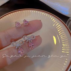 We invite you to embark on a dazzling journey through our exquisite collection of accessories! Pink Crystal Earrings, Y2k Jewelry, Girl Jewelry, Earring Type, Heart Decorations, Heart Studs, Heart Earrings Studs, Girls Jewelry, Simple Earrings