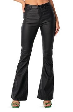 EDIKTED Luna Faux Leather Flare Leg Pants | Nordstrom Backyard Pallet Ideas, Hslot Outfits, Lederhosen Outfit, Cesar Torres, Wardrobe Planner, Faux Leather Jeans, Most Comfortable Jeans, Eras Tour Taylor Swift, Holiday Outfits Women