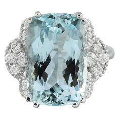 8.50 Carat Aquamarine 14K White Gold Diamond Ring - Fashion Strada Billion Dollar Homes, Luxury Diamond Rings, 14k White Gold Diamond Ring, Gold Luxury, Luxury Diamonds, Gold Diamond Ring, White Gold Diamond Rings, Aquamarine Rings, White Gold Diamonds