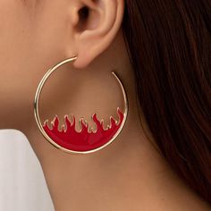 Gold Hoop Red Flame Earrings Fire Y2k Bold Punk Goth Jewelry Gift New Brand New See Pictures For Measurements! Zinc Alloy Material Even Prettier In Person, Perfect For Casual Or Special / Formal Occasions I Love To Bundle! Contact Me For Bundle Pricing Before Purchase. Inventory Bin 4 Rhinestone Bling Boho Cute Nature Stud Small Dainty Formal Wedding Birthday Party Gift Festival Spring Summer 2022 2023 Trends Trendy Casual Cute Statement Earrings Fashion Accessories New Fashion Cocktail Jewel Dr Hellfire Club Earrings, Heart On Fire Jewelry, Red Punk Earrings For Gifts, Casual Red Metal Jewelry, Edgy Red Earrings For Gift, Punk Metal Hoop Earrings, Edgy Red Earrings As Gift, Edgy Red Earrings For Gifts, Red Punk Jewelry For Festival