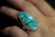 SIZE 7.5 Long Oval Kingman Turquoise Sterling Silver Ring | Etsy Modern Oval Turquoise Jewelry, Modern Turquoise Oval Jewelry, Oval Turquoise Ring With Polished Finish, Modern Turquoise Round Ring, Handmade Classic Oval Turquoise Ring, Modern Oval Turquoise Gemstone Ring, Untreated Adjustable Oval Turquoise Ring, Modern Turquoise Jewelry For Everyday, Modern Oval Turquoise Ring As Gift