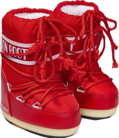 Winter Outdoor Boots With Red Sole, Red Waterproof Winter Boots, Red Insulated Winter Boots, Red Insulated Boots With Round Toe, Red Insulated Round Toe Boots, Moon Boot, Designer Products, Moon Boots, Kids Icon