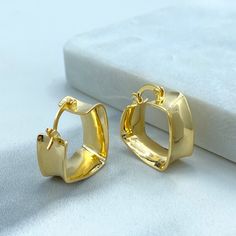 18k Gold Filled Polished Square Huggie, Modern Jewelry, Wholesale Jewelry. - Earrings Size: Length: 19mm | Width: 16mm Luxury Square Elegant Hoop Earrings, Luxury Square Hoop Earrings Gift, Jewelry Wholesale, Chain Choker, Gold Set, Wholesale Jewelry, Modern Jewelry, Jewelry Supplies, Anklets