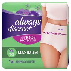 Say goodbye to bulky adult diapers and hello to a smooth and secure fit that looks like real underwear. The form-fitting design hugs your curves with a soft fabric so you can walk with poise and confidence when wearing Always Discreet Incontinence Underwear. The super absorbent core turns liquid and odor to gel, so you feel dry and confident. Plus, the special side LeakGuard design helps stop leaks at the leg, where they happen most. Get incredible protection with Always Discreet Incontinence Un Incontinence Products Woman, Always Discreet, Hug You, Skin Protection, Irritated Skin, Postpartum, Fragrance Free Products, Baby Shop, For Women