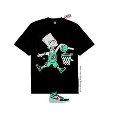 `~-----`.~Brand new 100% cotton  6.oz  Black tshirt featuring a screen printed image using White and Bright mint Green plastisol ink. A Great shirt to complete your outfit for the air jordan 3 Green glow sneakers. Whether you're looking for a shirt to match your  jordan 3 green glow sneakers or simply a piece to compliment your outfit, this tshirt will become your favorite tshirt. Consisting of  a Bright Mint Green and White screen printed image this is a  must have and a A great matching tee to Air Jordan 1 Green, Jordan 3 Green, Glow Outfits, Jordan 1 Green, White Screen, Matching Tees, Air Jordan 3, Jordan 3, Air Jordan 1