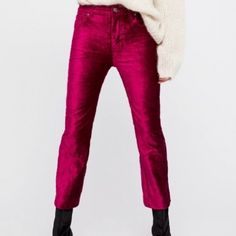 Free People Velvet Pants In Pink Free People Velvet, Cropped Flare Pants, Velvet Jeans, Crop Flare, Trendy Jeans, Free People Jeans, Velvet Pants, Cropped Flares, Free People Pants