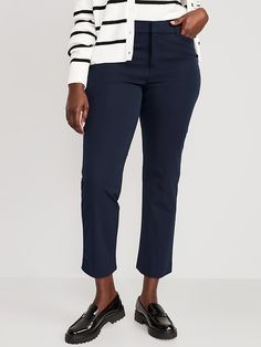 Black Khaki Pants, Khaki Pants Women, Polka Dot Leggings, Linen Drawstring Pants, Navy Dress Pants, In The Navy, Navy Leggings, Pixie Pants, Gray Pants