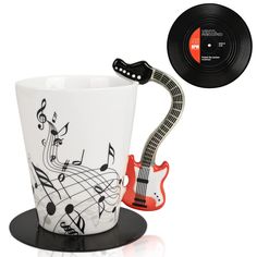 PRICES MAY VARY. EXCELLENT GIFTS FOR MUSIC LOVERS: This well made super trendy guitar mug will be a perfect music gift for guitar players, guitarists, guitar enthusiasts, music lovers, musicians, music teachers to drive them crazy and help them stimulate musical inspiration. You can give this awesome gift away to them on their birthday, Christmas, Teachers Day, Mothers Day, Fathers Day. They will absolutely love it. CREATIVE COFFEE MUG DESIGN: The cool designs of the red electric guitar mug hand Guitar Gifts For Him, Gifts For Guitar Players, Record Coaster, Guitar Mug, Musical Gifts, Diy Father's Day Crafts, Guitar Aesthetic, Gifts For Music Lovers, Red Guitar