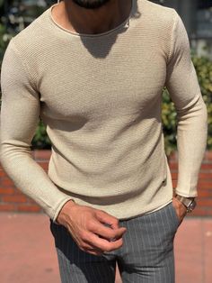 Merus Slim-Fit Knitwear Beige-baagr.myshopify.com-sweatshirts-BOJONI Winter Khaki Knit Sweater, Beige Ribbed Stretch Sweater, Beige Stretch Ribbed Sweater, Fitted Beige Crew Neck Sweater, Fitted Beige Turtleneck Sweater, Beige Fitted Turtleneck Sweater, Beige Fitted Crew Neck Sweater, Fitted Long Sleeve Cream Sweater, Beige Stretch Casual Sweater