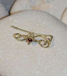 Gold EAR CLIMBER 3mm Garnet // Garnet Ear Pins - Minimalist Earrings - Ear Sweep - Ear Vines - Earcu Elegant Brass Ear Climbers As A Gift, Elegant Gemstone Cartilage Earrings As Gift, 14k Gold Pierced Ear Cuff Gift, Elegant Gold Gemstone Cartilage Earrings, Ear Sweeps, Gold Ear Climbers, Red Opal, Ear Climber, Wrap Earrings