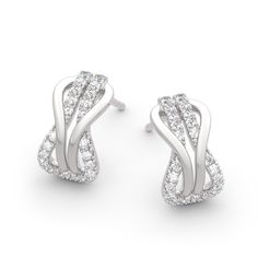 A brilliant way to show her your love is forever, these dainty earrings will certainly touch her heart. This meaningful design showcases two ribbons interlocked for a infinity symbol-shaped look, while shimmering round stones add eye-catching sparkle to the design. These elegant earrings make a stunning statement of everlasting love. A great anytime choice, they are sure to become an instant favorite. Carat Weight: 0.69 ctStone Size: 1.2 mmStone Type: Jeulia® StoneNumber of Stones: 46 Stone Colo Elegant Infinity Earrings For Formal Occasions, Elegant Infinity White Gold Earrings, Elegant White Gold Infinity Earrings, Infinity Earrings For Formal Occasions, Silver Infinity Earrings For Formal Occasions, Silver Infinity Earrings For Formal Events, Elegant Infinity Earrings For Anniversary, Elegant Silver Infinity Earrings, Elegant Silver Infinity Shaped Earrings