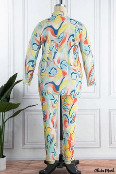 Olivia Mark - Light Blue Patchwork Turndown Collar Two-Piece Casual Print Set for Plus Size Multicolor Long Sleeve Sets For Work, Multicolor Long Sleeve Sets For Workwear, Spring Casual Multicolor Print Jumpsuits And Rompers, Multicolor Printed Long Sleeve Jumpsuits And Rompers, Multicolor Long Sleeve Jumpsuits And Rompers For Spring, Multicolor Long Sleeve Jumpsuits And Rompers For Loungewear, Multicolor Jumpsuits And Rompers For Spring Workwear, Casual Multicolor Jumpsuits And Rompers For Work, Plus Size Two Piece