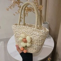 Bird in Bag - New popular straw bags female fashion small flower handbag simple woven handbag Flower Handbag, Straw Bags, Street Trends, Bird In Bag, Female Fashion, Small Flowers, Straw Bag, Straw, Handbags