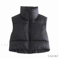 Lasaky - Simplistic Chic Outer Layer for Everyday Wear Women Waistcoat, Chaleco Casual, Sleeveless Puffer, Woman Vest, Stand Neck, Winter Shorts, Puffy Vest, Winter Vest, Short Vest