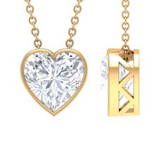 8 MM Heart Shape Moissanite Solitaire Pendant in Bezel Setting Moissanite - ( D-VS1 ) - Color and Clarity - Rosec Jewels Moissanite Pendant, Love And Affection, Moissanite Necklace, Signature Jewelry, Solitaire Pendant, Timeless Jewelry, Conflict Free Diamonds, Free Jewelry, Bezel Setting