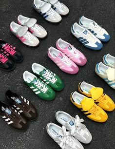 Adidas Samba Colorful, Sambas Color, Colorful Adidas Shoes, Sambas Colors, Colored Sambas, Colorful Sambas, Samba Colors, Adidas Samba Wales Bonner, Colorful Adidas