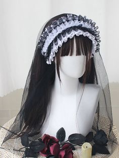 #1: normal black and white veil  #2: black and white gorgeous version  #3: black and beige gorgeous version Lolita Accessories:Veil Fitted White Veil, Head Veil, White Veil, White Veils, Black And Beige, Veil, White Black, White And Black, Black White