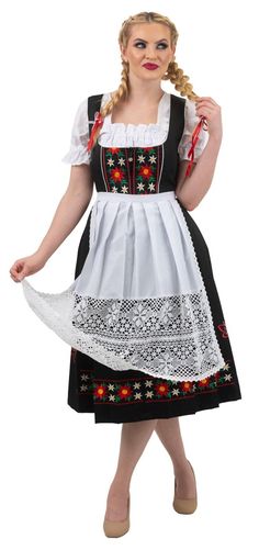 ***************** ***********   DIRNDL   **********  Made By "  DIRNDL TRACHTEN HAUS  " **  Color  ** In A Dark Black TRIM In White EMBROIDERY�  In Red, Green, Yellow, White Material 80 % COTTON 20 % POLYESTER The Top Of The Dirndl is " LINED" On The Inside  Zipper Has A Zipper In The Front _____________________ NOTICE *  On The Underside The Pretty Embroidery At The Bottom Is Backed With White Backing. I have taken a photo so you can see this. Please Look At The Photo :-)) This is a really nice German Dirndl Dress, Apron Top, German Dress Dirndl, Lace Apron, Oktoberfest Costume, Top Embroidery, Oktoberfest Outfit, Beer Girl, Pretty Embroidery