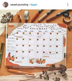 an image of a calendar with pumpkins on it