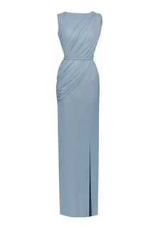 CaeliNYC Alexandria Draped cocktail dress - Many colors – Caeli Couture Pre-draped Bridesmaid Dress With Asymmetrical Neckline, Pre-draped Cocktail Dress With Ruched Bodice, Silk Gown With Asymmetrical Neckline, Pre-draped Maxi Cocktail Dress, Fitted Pleated Bodice Pre-draped Dress, Pre-draped Ruched Bridesmaid Dress, Fitted Pre-draped Sleeveless Gown, Pre-draped Floor-length Dress With Fitted Bodice, Fitted Gown With Ruched Bodice In Pre-draped Style