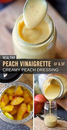 peach vinaigrette recipe Cooked Peaches, Peach Salad Dressing, Sustainable Living Room, Living Room Lighting Ideas, Green Salads, Room Lighting Ideas, Vinaigrette Recipe, Salad Dressing Recipes Homemade