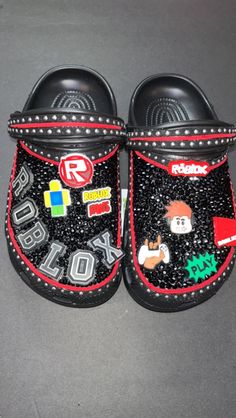 Customized Crocs by Majorbandscharms. Made to order. Charm Socks, Spiderman Crocs, Bedazzled Crocs, Taylor Swift Shoes, Black Lace Wedding Dress, Black Lace Wedding, Crocs Fashion, Rhinestone Projects, Clogs Shoes