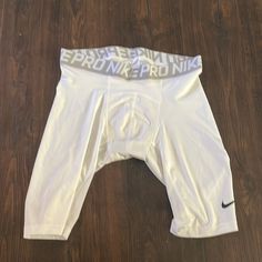 No Tags, Never Worn White Boxer Briefs With Built-in Shorts For Sports, White Boxer Briefs With Built-in Shorts For Gym, White Sports Bottoms With Built-in Shorts, White Stretch Boxer Briefs For Training, Fitted White Boxer Briefs For Training, White Stretch Pants With Built-in Shorts, Sporty White Boxer Briefs With Built-in Shorts, White Stretch Athleisure Boxer Briefs, White Fitted Boxer Briefs For Gym